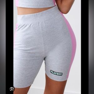 PLAYBOY Gray and Pink Bike Shorts